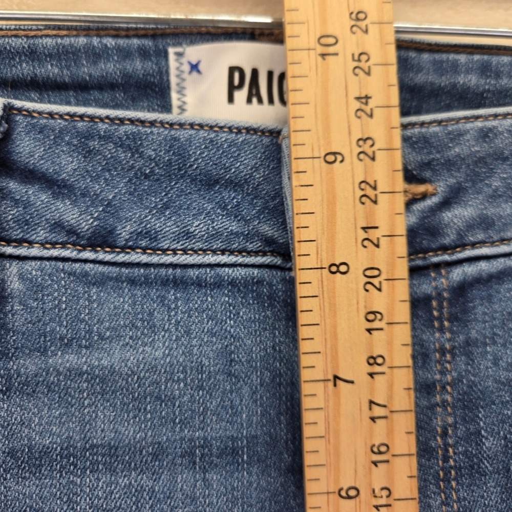 Paige Verdugo Ankle Skinny Jeans Medium Wash Raw Hem Distressed‎ Size 29 Western - Picture 6 of 7